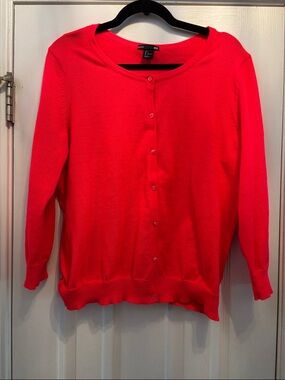H&M Women’s Bright Red Crewneck Button Cardigan
